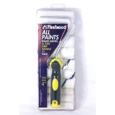 Fleetwood 4\ All Paints Roller 11 Sleeves & Sure Grip Handle