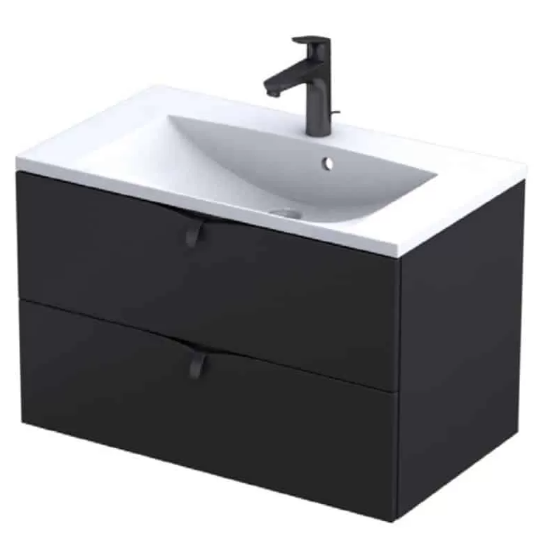 Serra 60cm 2 Drawer Vanity Unit - Matt Black