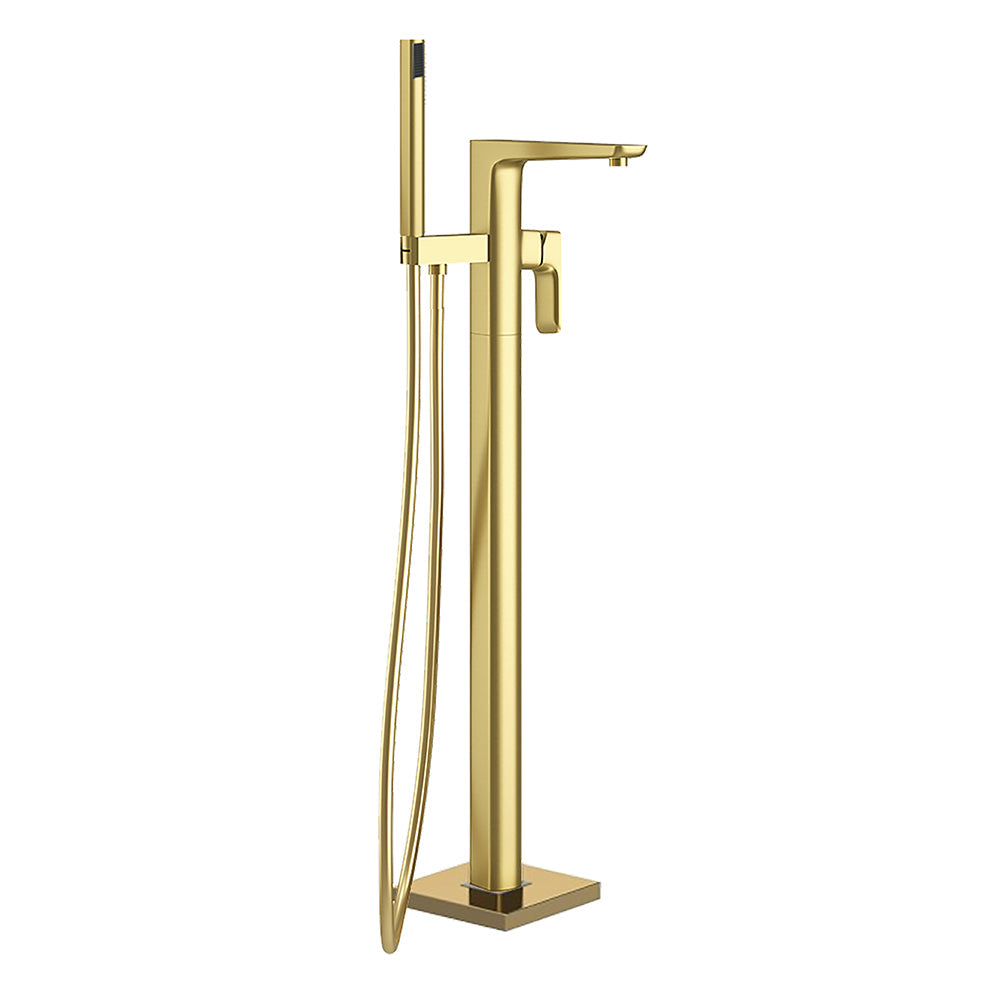 Swansea Brushed Brass Floor Standing Bath Filler