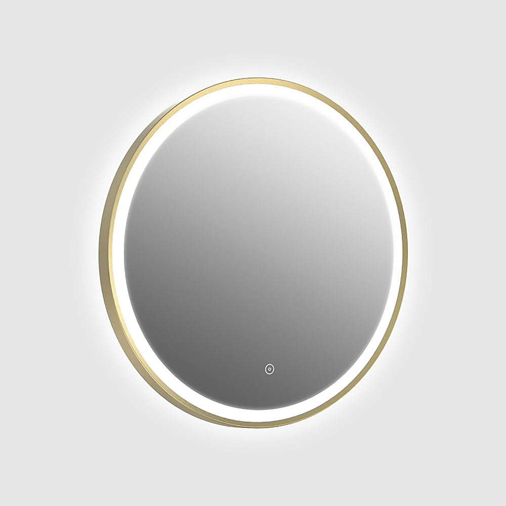 Rosie 600mm De-Mist LED Round Brass touch Mirror