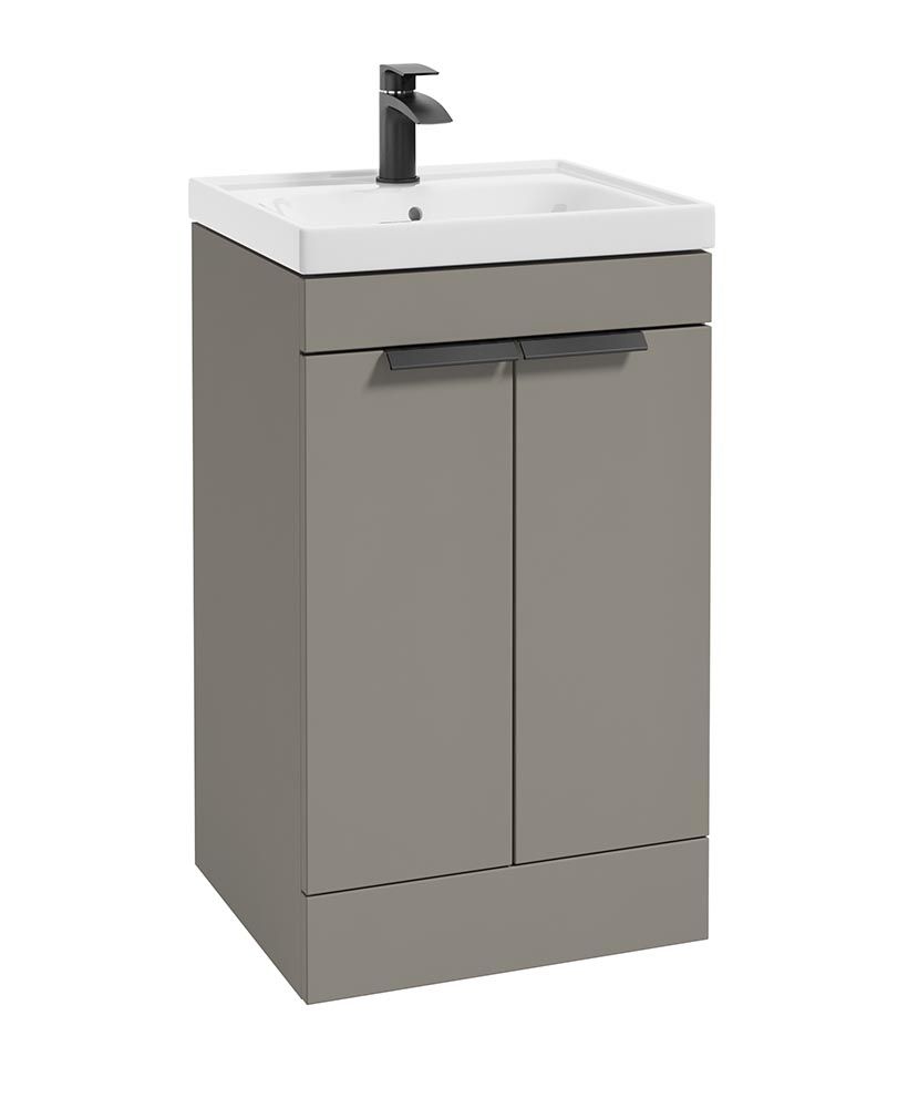 Stockholm Floorstanding 50Cm Two Door Unit Matt Khaki-Matt Black Handles
