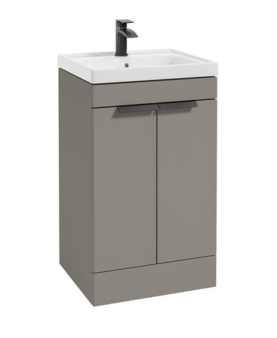 Stockholm Floorstanding 50Cm Two Door Unit Matt Khaki-Matt Black Handles