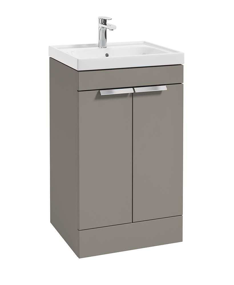 Stockholm Floorstanding 50Cm Two Door Unit Matt Khaki-Brushed Chrome Handles