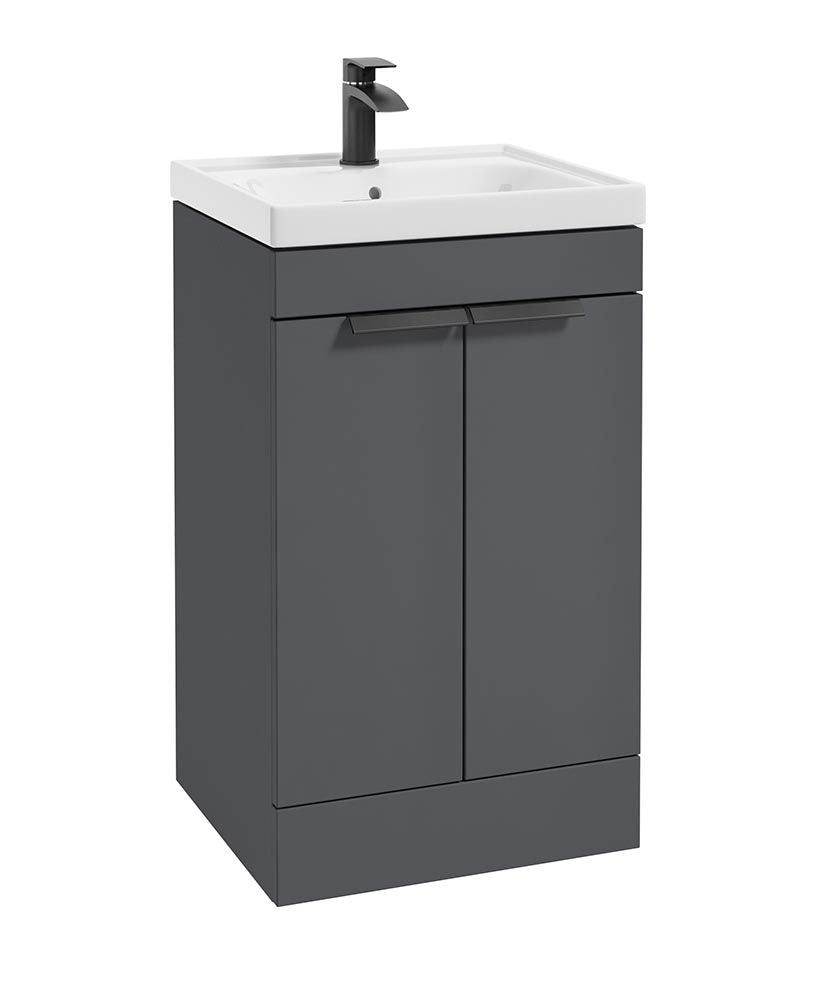 Stockholm Floorstanding 50Cm Two Door Unit Matt Midnight Grey-Matt Black Handles