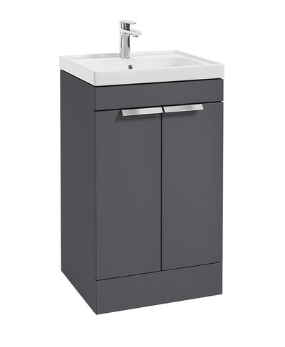 Stockholm Floorstanding 50Cm Two Door Unit Matt Midnight Grey-Brushed Chrome Handles