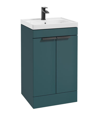 Stockholm Floorstanding 50Cm Two Door Unit Matt Ocean Blue-Matt Black Handles