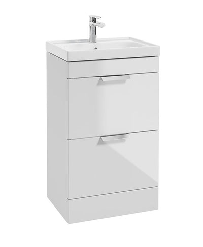 Stockholm Floorstanding 50Cm Two Drawer Unit Gloss White-Brushed Chrome Handles