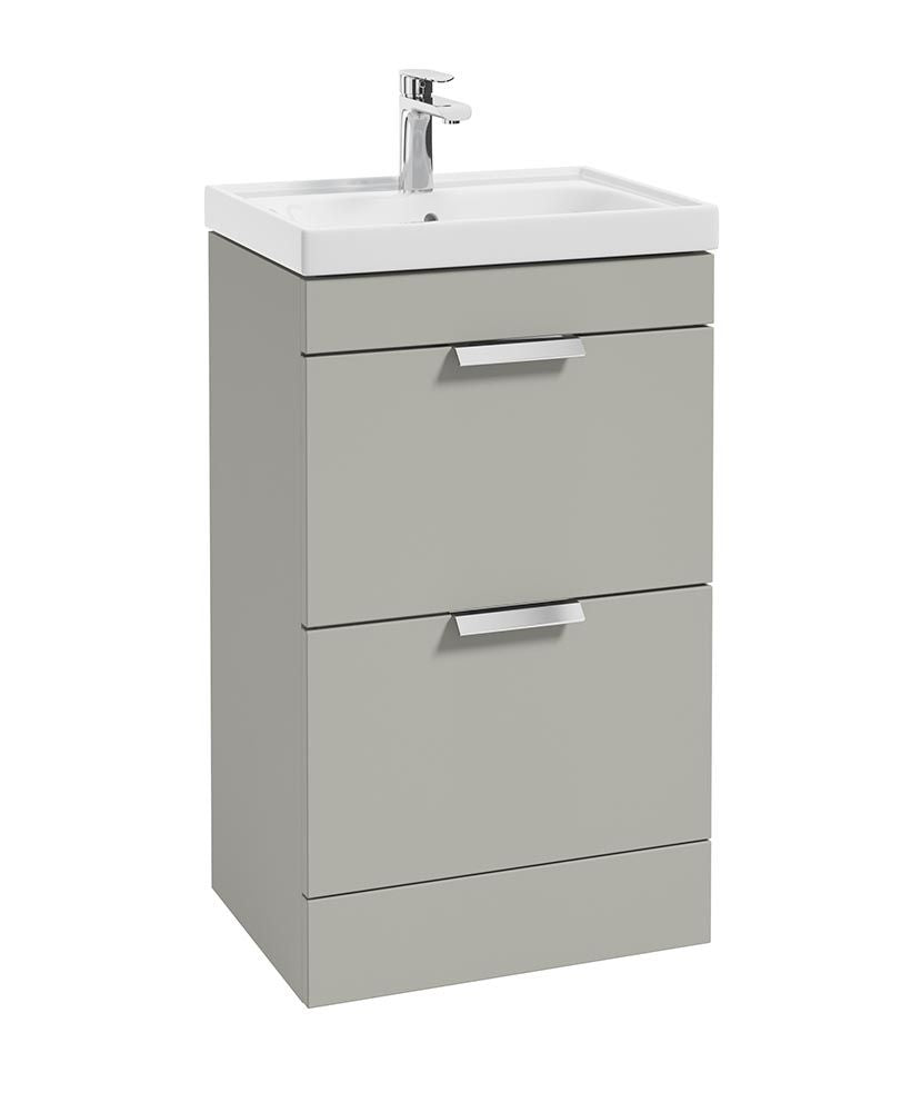 Stockholm Floorstanding 50Cm Two Drawer Unit Matt Arctic Grey-Brushed Chrome Handles