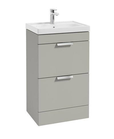 Stockholm Floorstanding 50Cm Two Drawer Unit Matt Arctic Grey-Brushed Chrome Handles