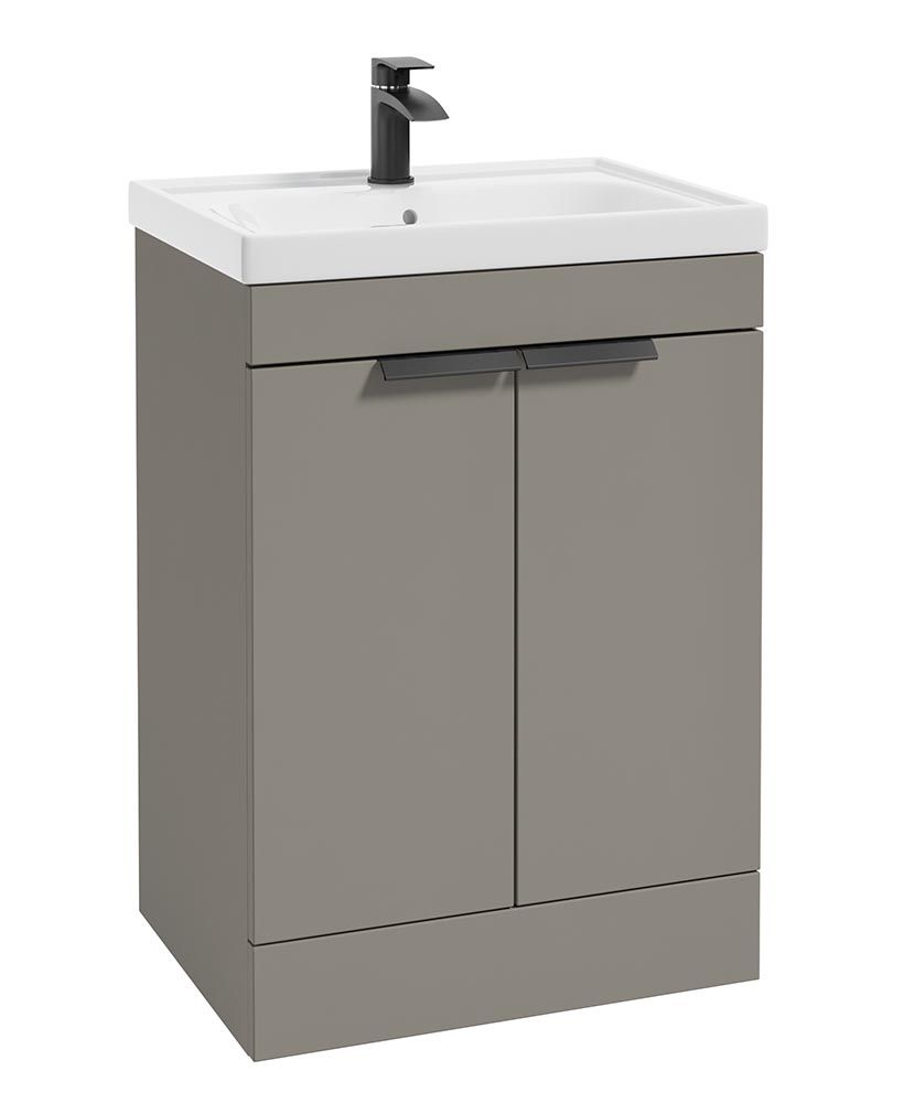 Stockholm Floorstanding 60Cm Two Door Unit Matt Khaki-Matt Black Handles