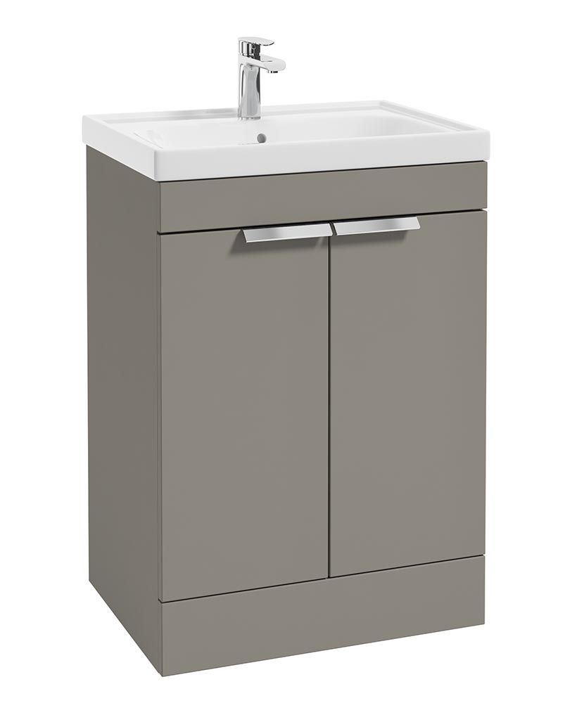 Stockholm Floorstanding 60Cm Two Door Unit Matt Khaki-Brushed Chrome Handles