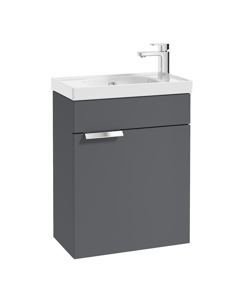 Stockholm Wall Hung 50Cm Single Door Cloakroom Unit Matt Midnight Grey-Brushed Chrome Handle
