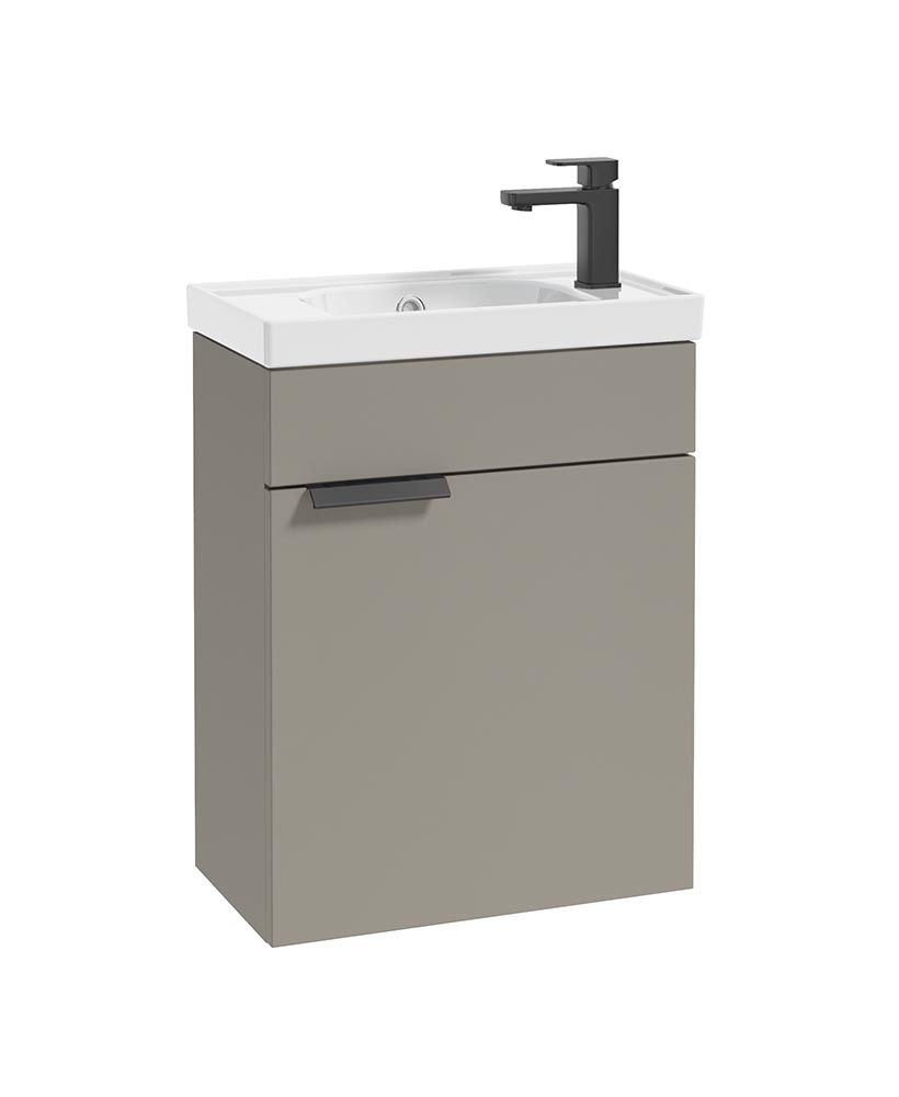 Stockholm Wall Hung 50Cm Single Door Cloakroom Unit Matt Khaki-Matt Black Handle