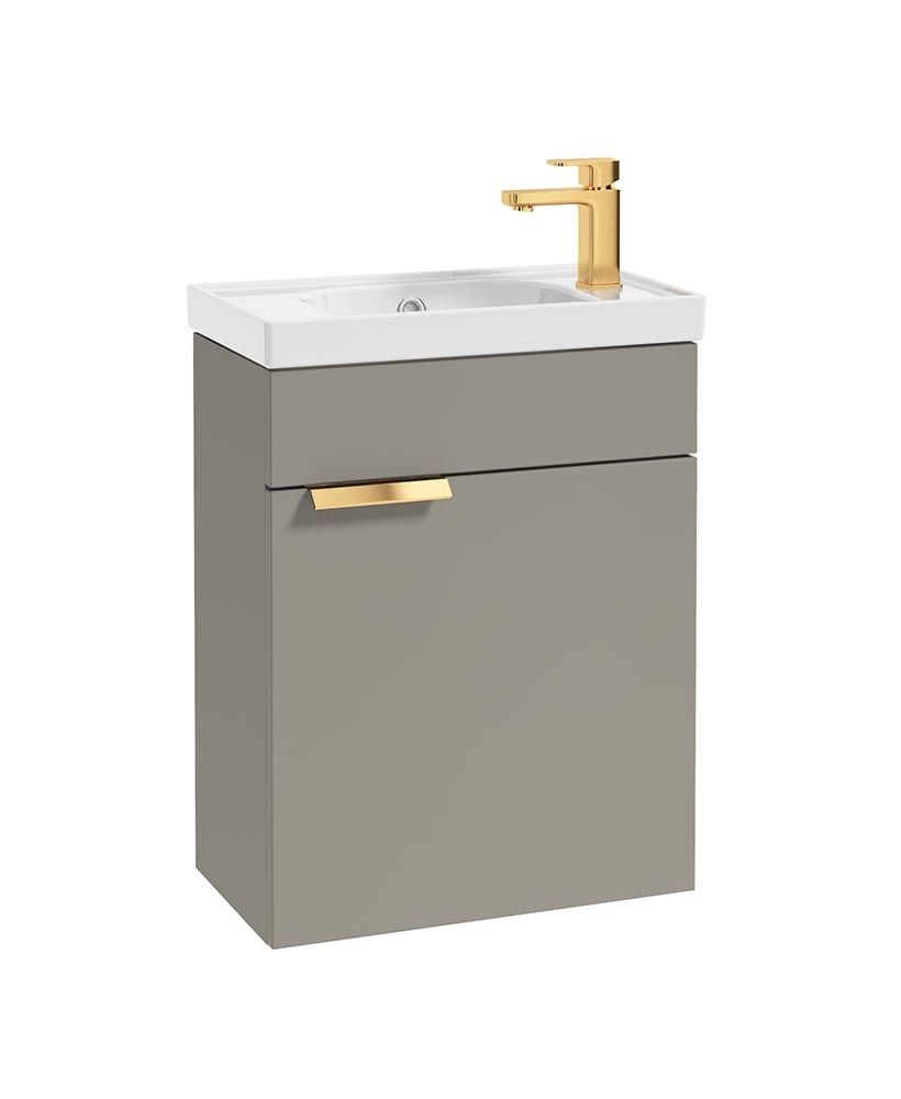 Stockholm Wall Hung 50Cm Single Door Cloakroom Unit Matt Khaki-Brushed Gold Handle