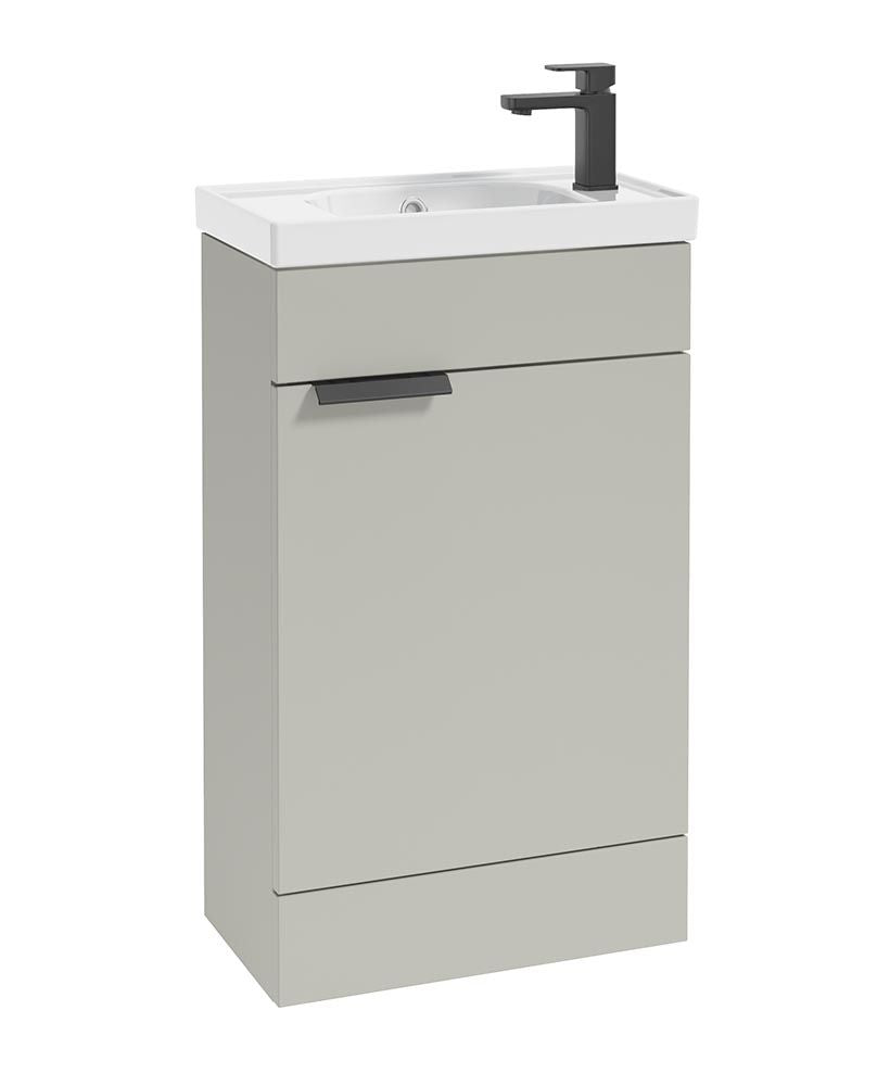 Stockholm Floorstanding 50Cm Single Door Cloakroom Unit Matt Arctic Grey-Matt Black Handle