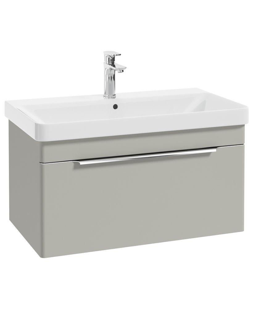 Vagar Wall Hung 80Cm Single Drawer Unit Matt Arctic Grey