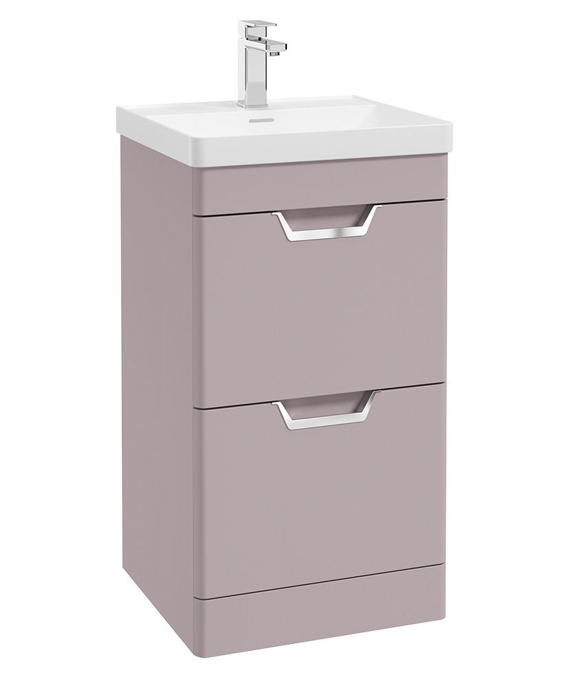 Freya Floorstanding 50Cm Two Drawer Unit Matt Cashmere Pink-Chrome Handles