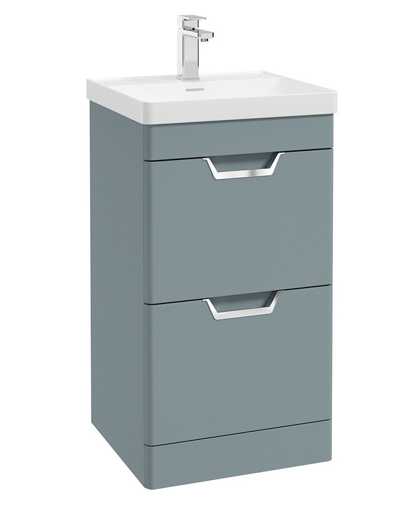Freya Floorstanding 50Cm Two Drawer Unit Matt Coral Green-Chrome Handles