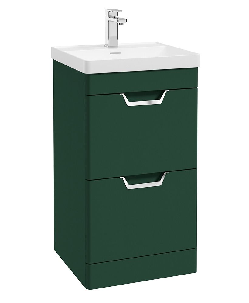 Freya Floorstanding 50Cm Two Drawer Unit Matt Wreath Green-Chrome Handles