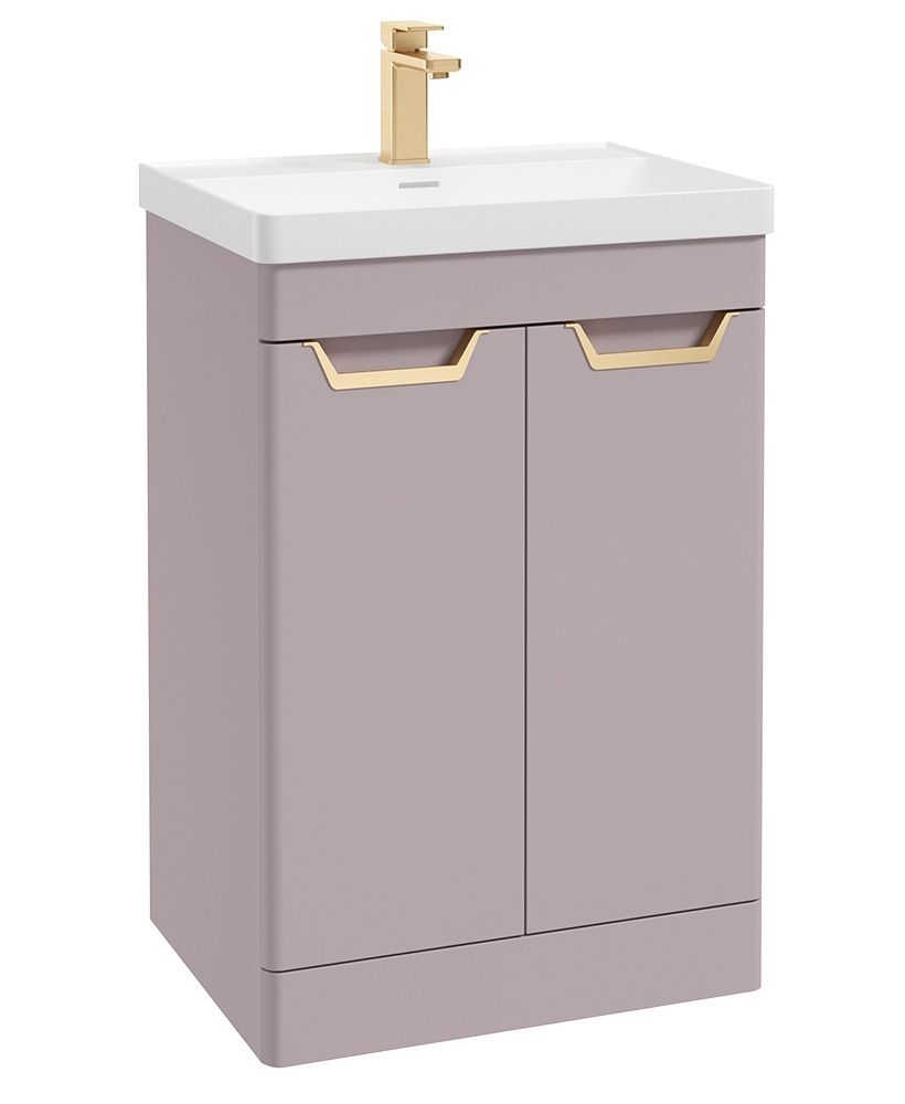 Freya Floorstanding 60Cm Two Door Unit Matt Cashmere Pink-Gold Handles