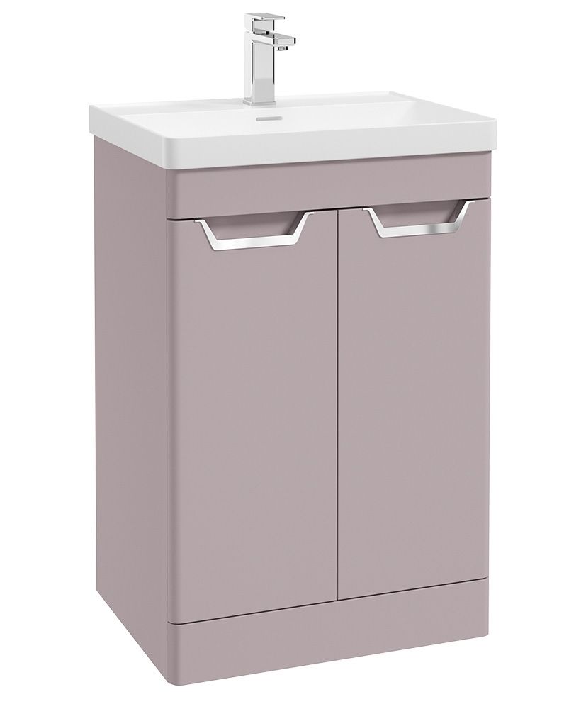Freya Floorstanding 60Cm Two Door Unit Matt Cashmere Pink-Chrome Handles