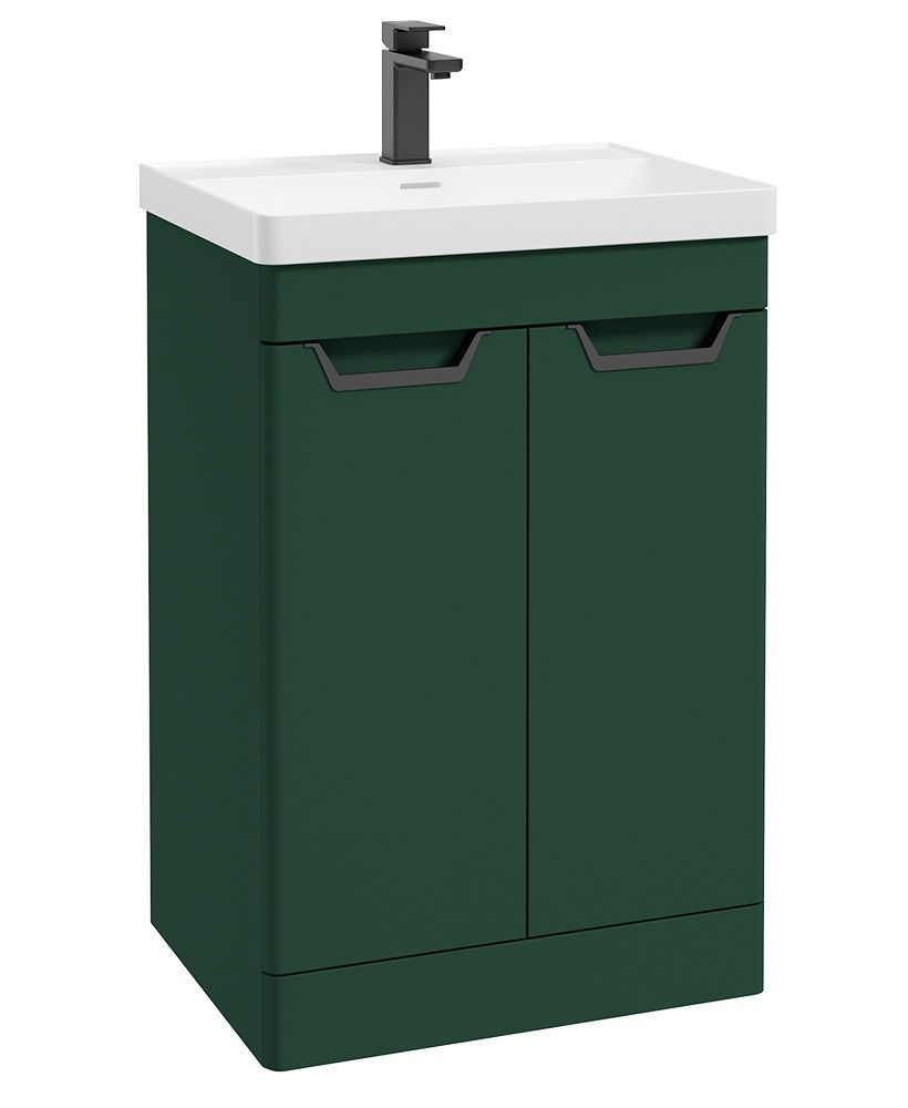 Freya Floorstanding 60Cm Two Door Unit Matt Wreath Green-Black Handles