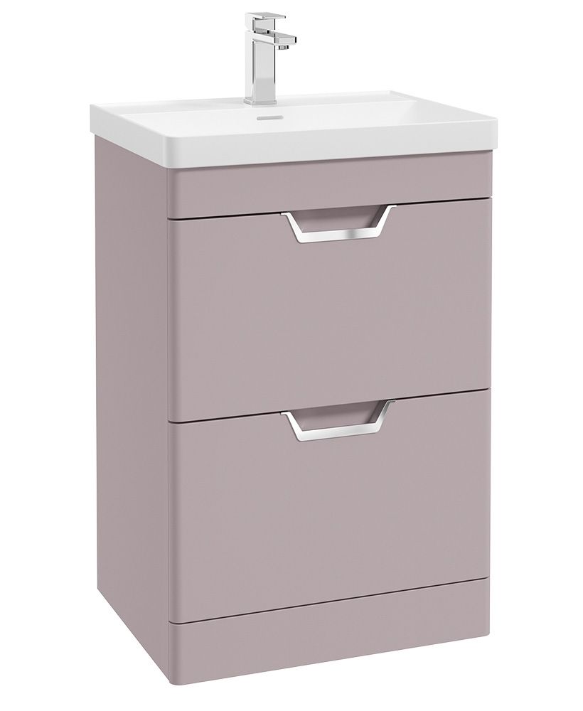 Freya Floorstanding 60Cm Two Drawer Unit Matt Cashmere Pink-Chrome Handles