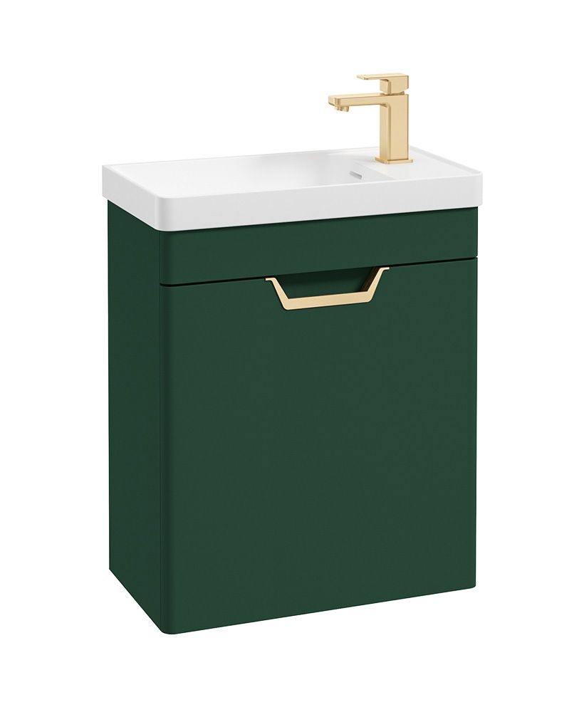 Freya Wall Hung 55Cm Single Door Cloakroom Unit Matt Wreath Green-Gold Handle