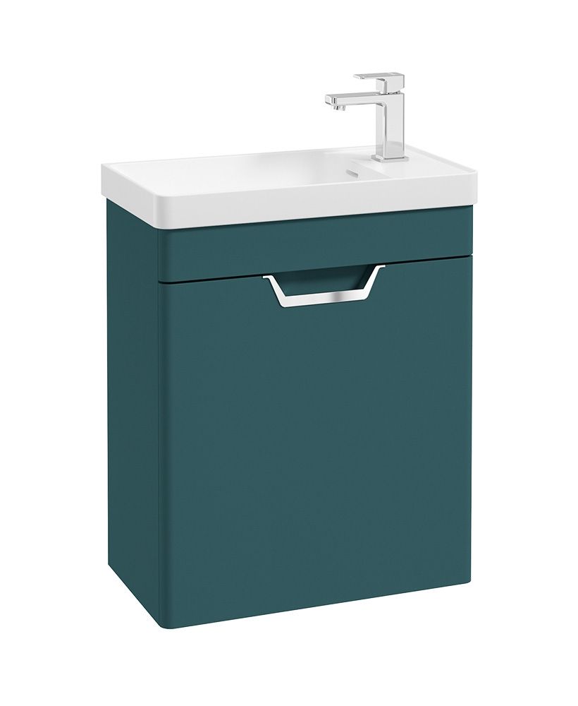 Freya Wall Hung 55Cm Single Door Cloakroom Unit Matt Ocean Blue-Chrome Handle