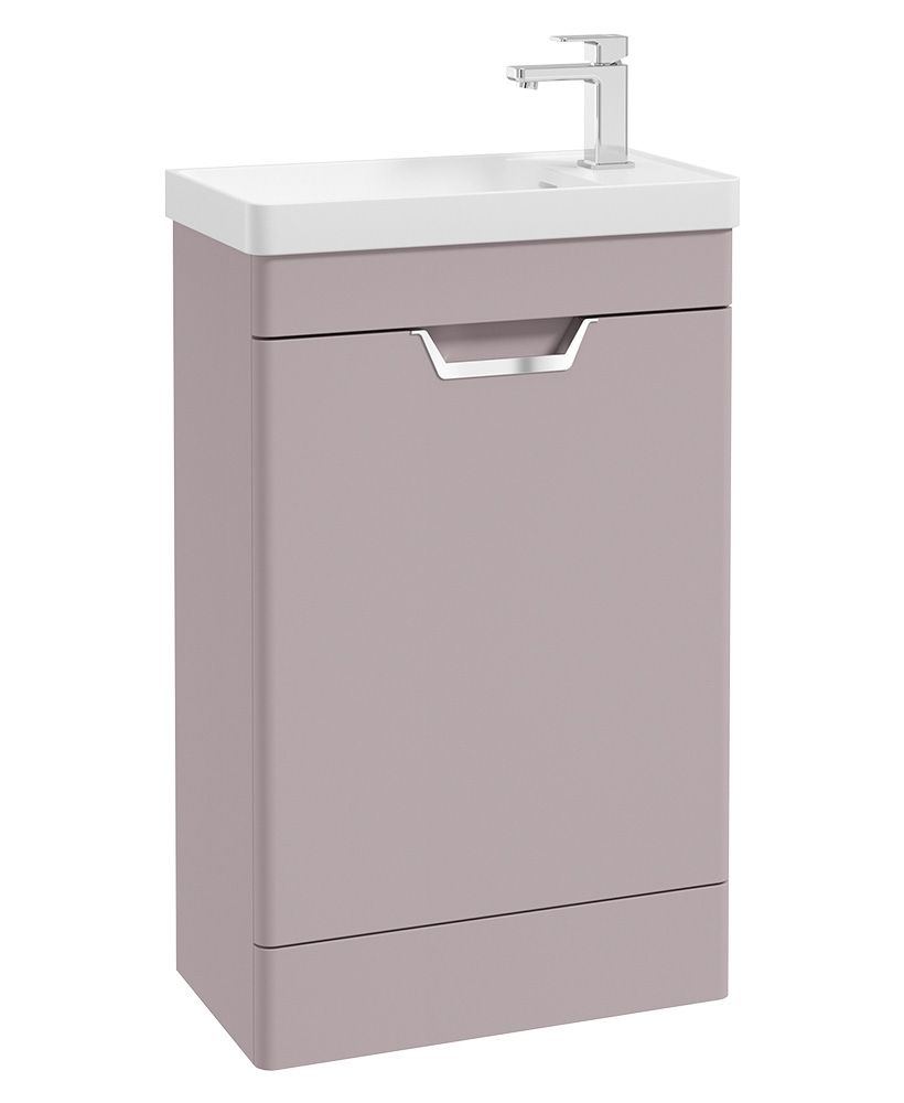 Freya Floorstanding 55Cm Single Door Cloakroom Unit Matt Cashmere Pink-Chrome Handle