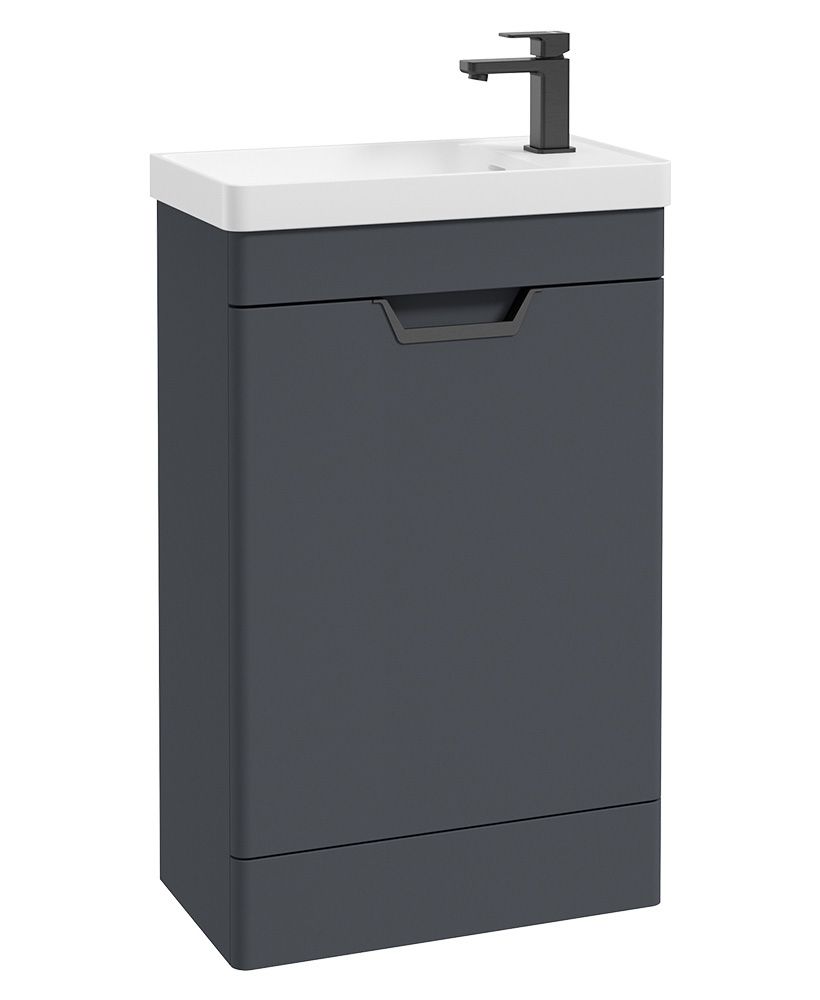 Freya Floorstanding 55Cm Single Door Cloakroom Unit Matt Night Sky Blue-Black Handle