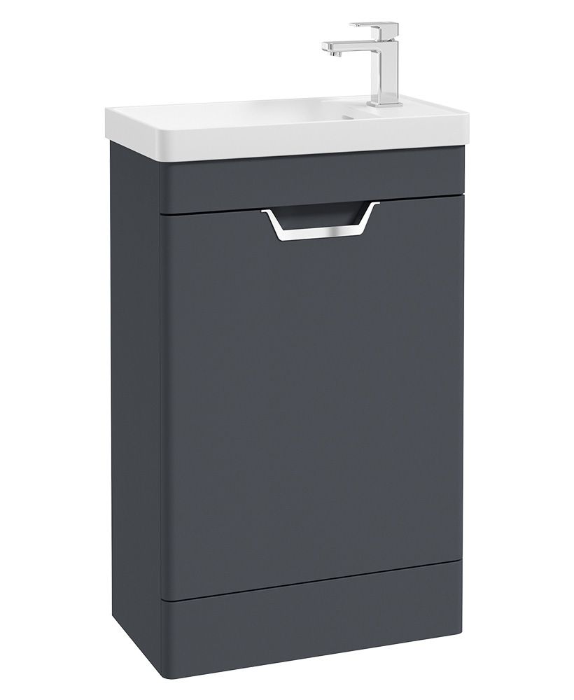 Freya Floorstanding 55Cm Single Door Cloakroom Unit Matt Night Sky Blue-Chrome Handle