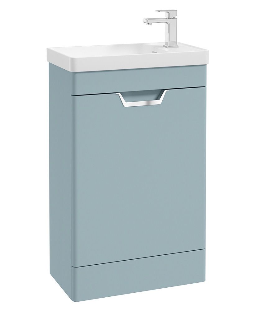 Freya Floorstanding 55Cm Single Door Cloakroom Unit Matt Morning Sky Blue-Chrome Handle