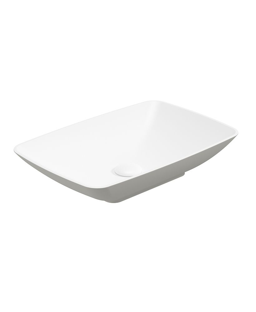 Skal Rectangle 60Cm Countertop Basin White-Arctic Grey & Waste