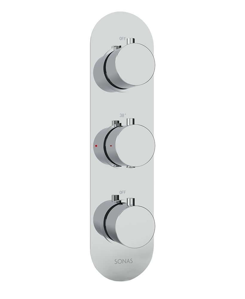 Alita Round Triple Control Triple Outlet Shower Valve Chrome