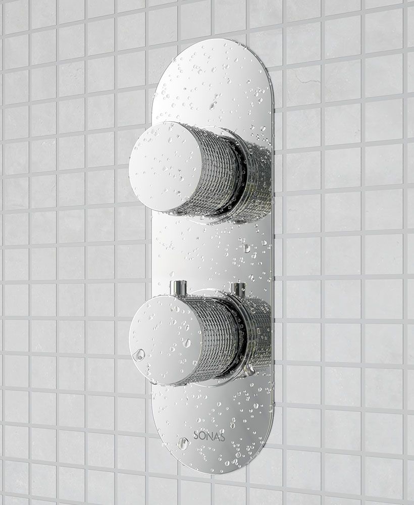 Alita Knurled Dual Control Dual Outlet Shower Valve Chrome