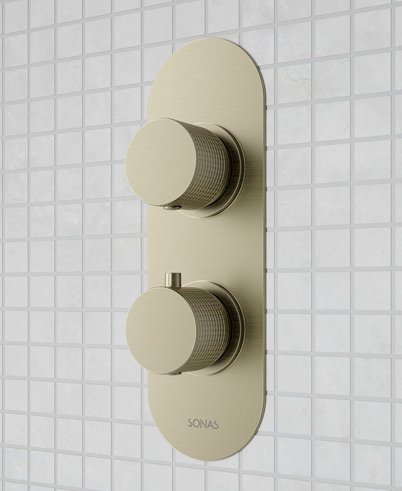 Alita Knurled Dual Control Dual Outlet Shower Valve Brushed Nickel