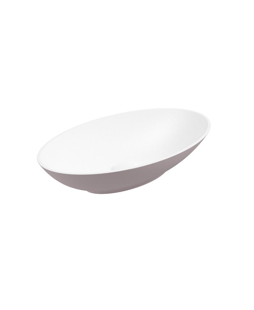 Skal Oval 60Cm Countertop Basin White-Cashmere Pink & Waste