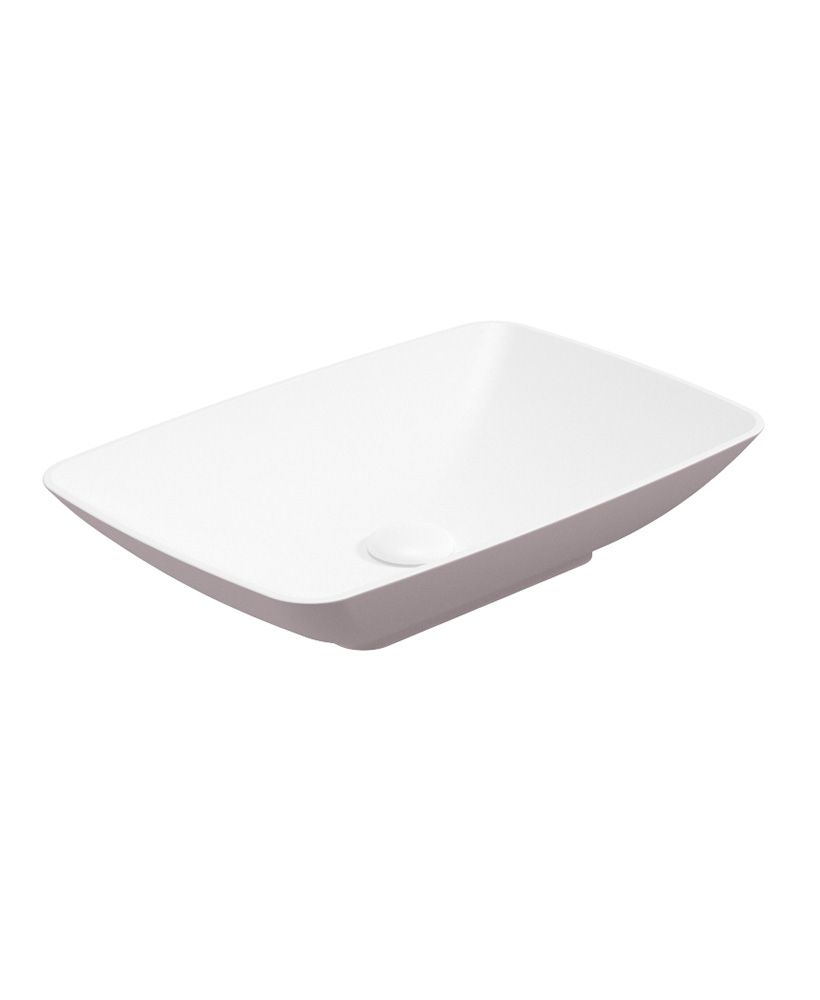 Skal Rectangle 60Cm Countertop Basin White-Cashmere Pink & Waste