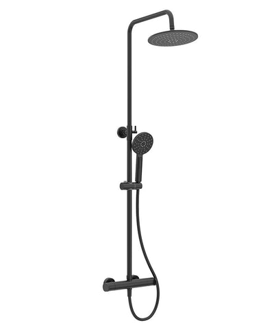Urban Round Thermostatic Shower Kit Matt Black
