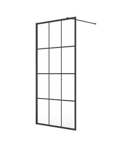 Aspect 1100Mm Wetroom Panel Matt Black Trellis