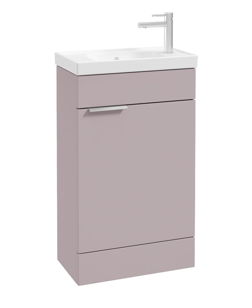 Stockholm Floorstanding 50Cm Single Door Cloakroom Unit Matt Cashmere Pink-Brushed Chrome Handle