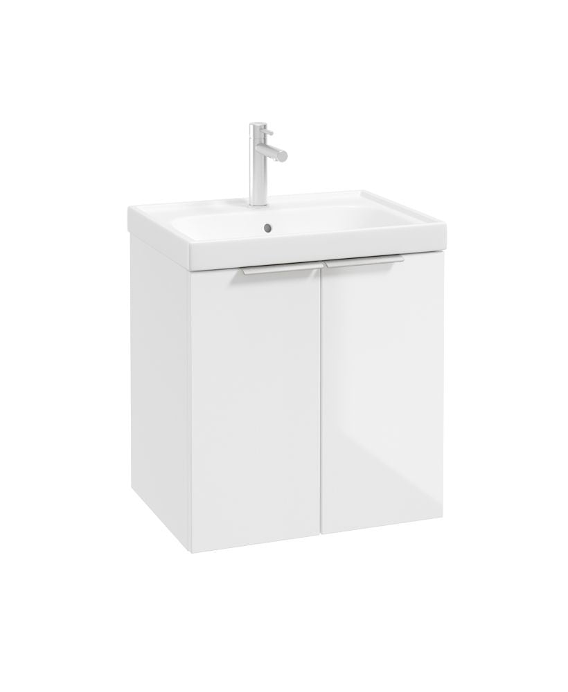Stockholm Wall Hung 50Cm Two Door Unit Gloss White-Brushed Chrome Handles