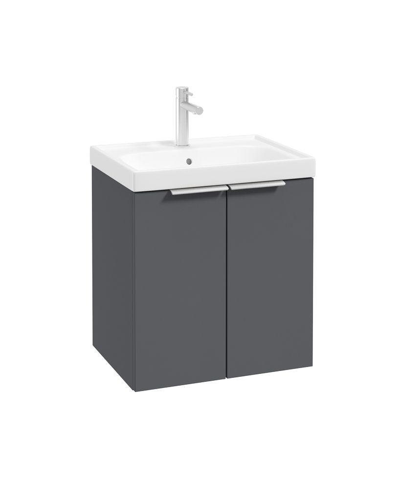 Stockholm Wall Hung 50Cm Two Door Unit Matt Midnight Grey-Brushed Chrome Handles
