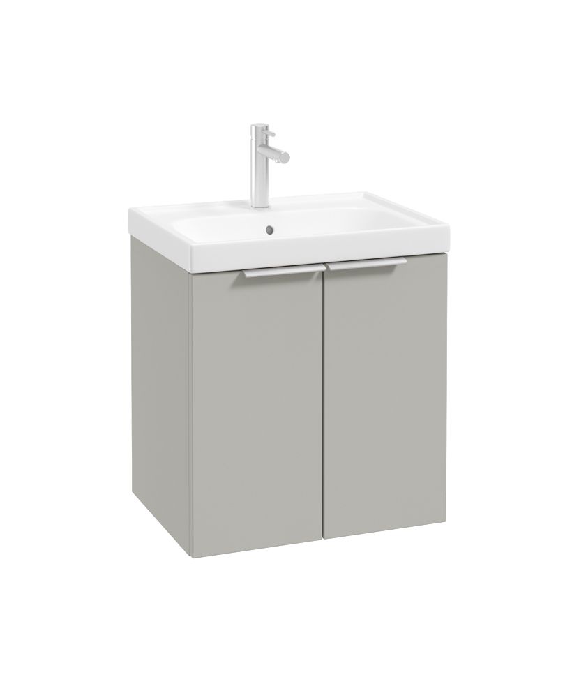 Stockholm Wall Hung 50Cm Two Door Unit Matt Arctic Grey-Brushed Chrome Handles