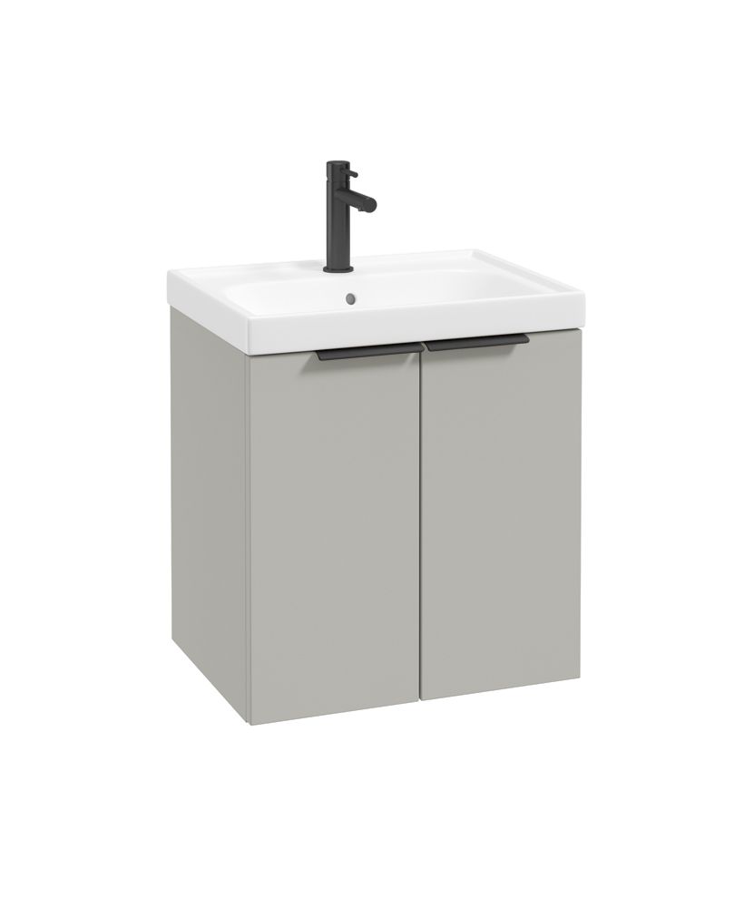 Stockholm Wall Hung 50Cm Two Door Unit Matt Arctic Grey-Matt Black Handles