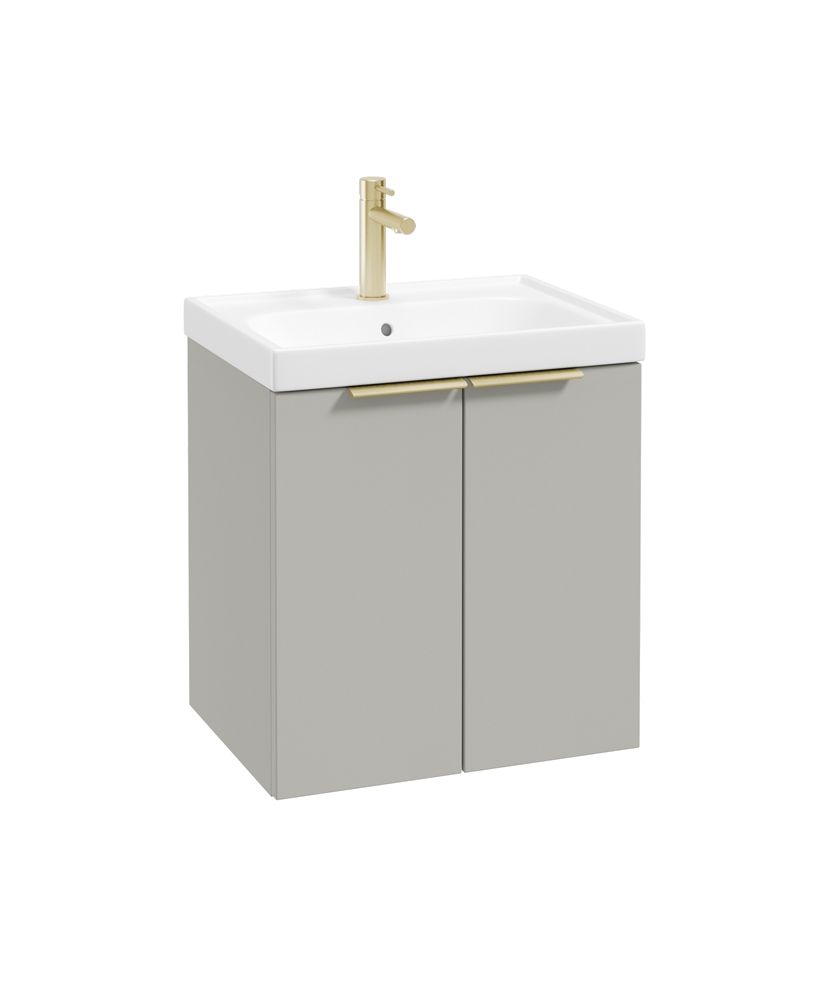 Stockholm Wall Hung 50Cm Two Door Unit Matt Arctic Grey-Brushed Gold Handles