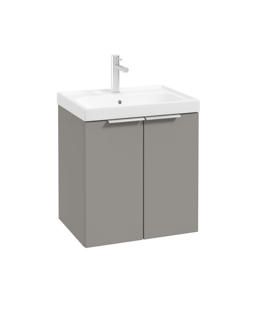 Stockholm Wall Hung 50Cm Two Door Unit Matt Khaki-Brushed Chrome Handles