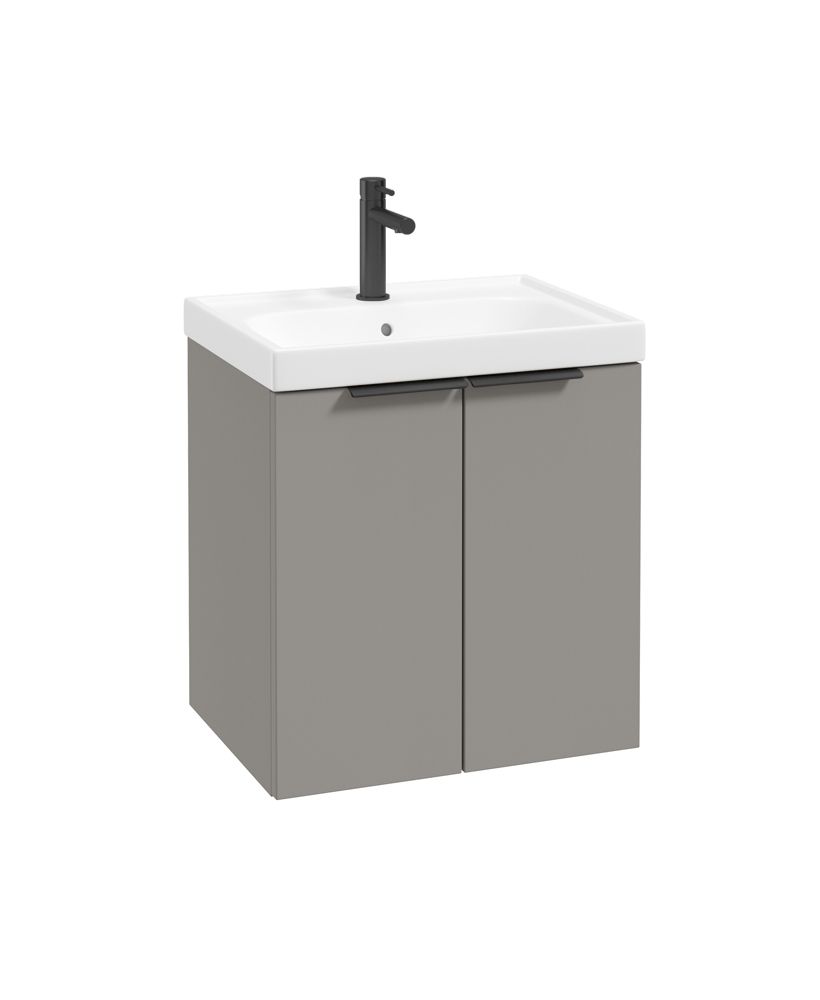 Stockholm Wall Hung 50Cm Two Door Unit Matt Khaki-Matt Black Handles
