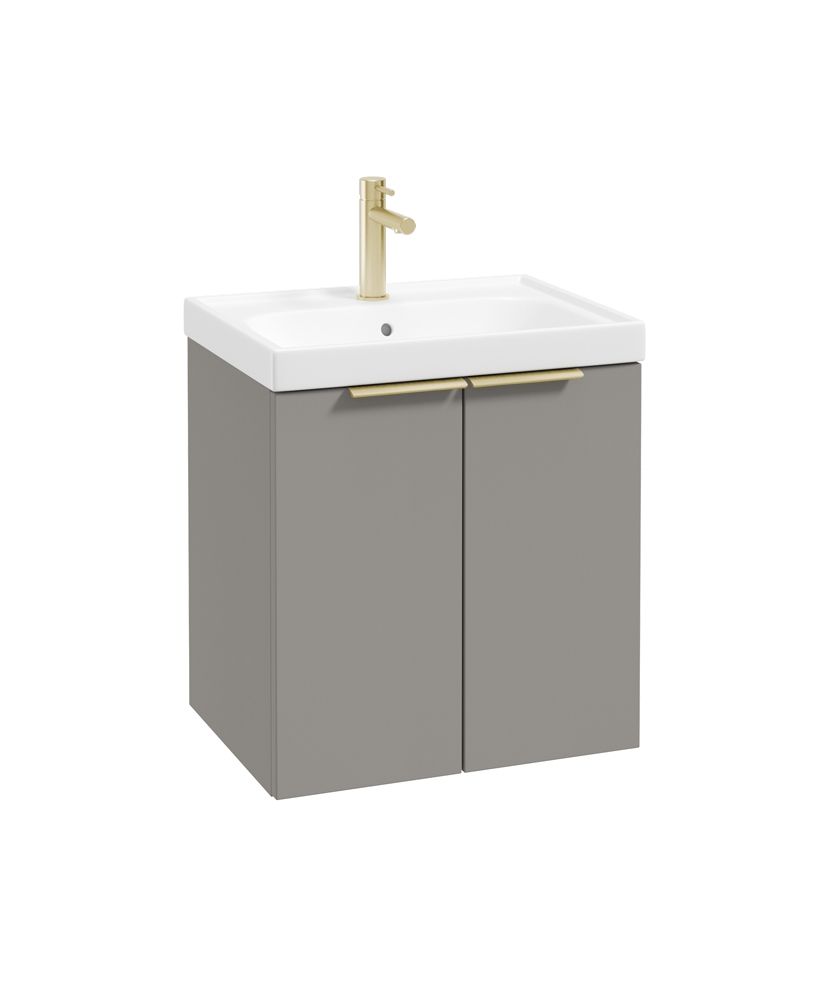 Stockholm Wall Hung 50Cm Two Door Unit Matt Khaki-Brushed Gold Handles